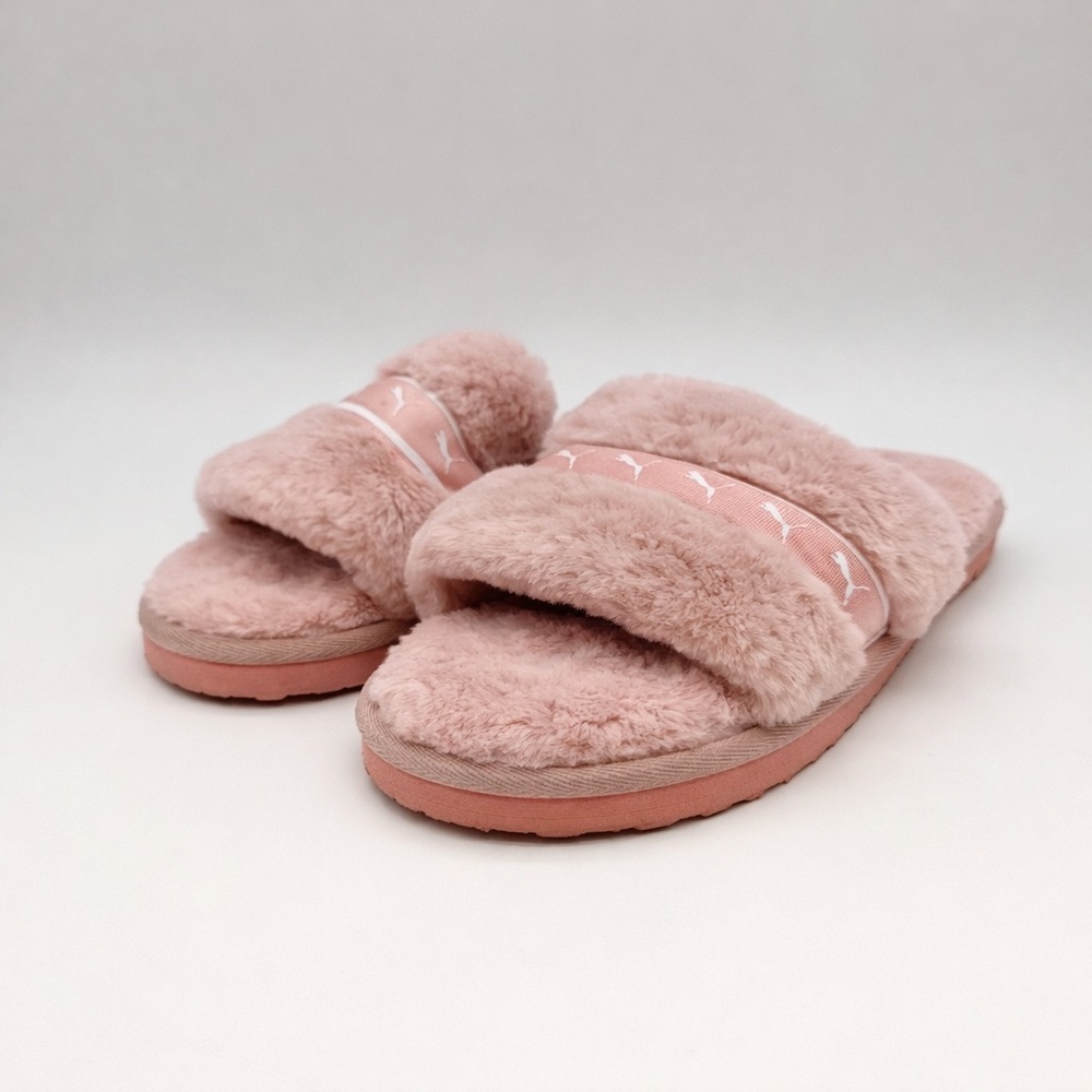 Puma Women's Soft Pink Furry Slippers